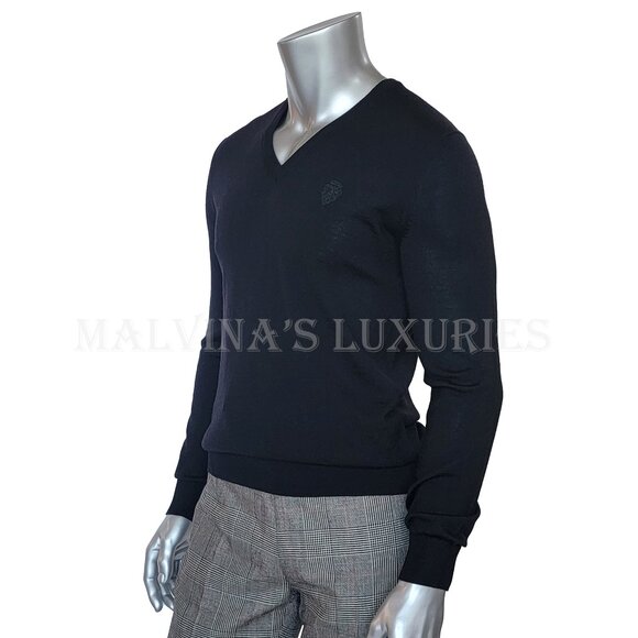 GUCCI MENS SWEATER BLACK WOOL V-NECK w HYSTERIA LOGO CREST sz M MEDIUM - Picture 4 of 10
